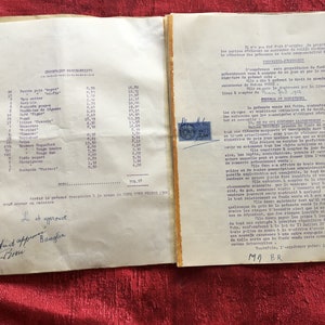 Ato datilografado Antecedentes da aquisição Comércio Marselha-Gardanne-Corsica-Rossi/Basaglia -selos fiscais 1963-junk journal scrapbooking