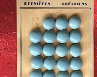 set van 23 blauwe knoppen 1940/50 Vintage Franse antieke knop, Parijs Frankrijk, antieke knoppen Le Bouton nieuwste creaties