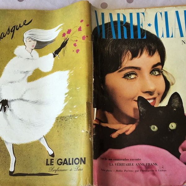 1958 Woman's Magazine Revue Marie*Claire-Mode-Travaux-Couture-Patrons-Collections-idées-Loisirs créatifs-Anne Frank-Nautilus-publicités-vint