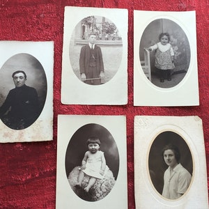 5 Photographies médaillons Carte Photo R.P.P.C Réal Photo en Carte Postale-Jeunes enfants fille garçon-Hommes Femmes=>Lyon -Marseille France