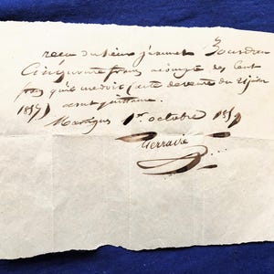 Raro 1857 Militaria Camp Frémeaux Para Martigues França Manuscrito Papéis Antigos Recebeu bela escrita-caligrafia -Coleção-scrapbooking