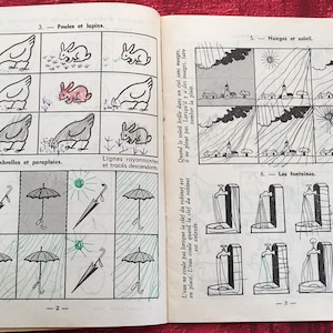 Cuaderno de ejercicios Francia 1950 Cuaderno escolar especial "Buscar y encontrar" Aprender a escribir-Leer-Dibujar-.Fernand Nathan-Caligrafía-escolar