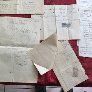 Registro-Facturas-Estampillas fiscales imperiales-1800/1900 lote de 14 lotes manuscritos-Archivos franceses