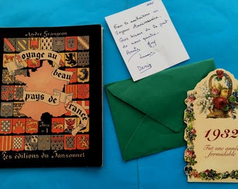 School Book School Manual - Journey to the beautiful country of France Editions du Sanssonnel + pretty birthday cards letter--France