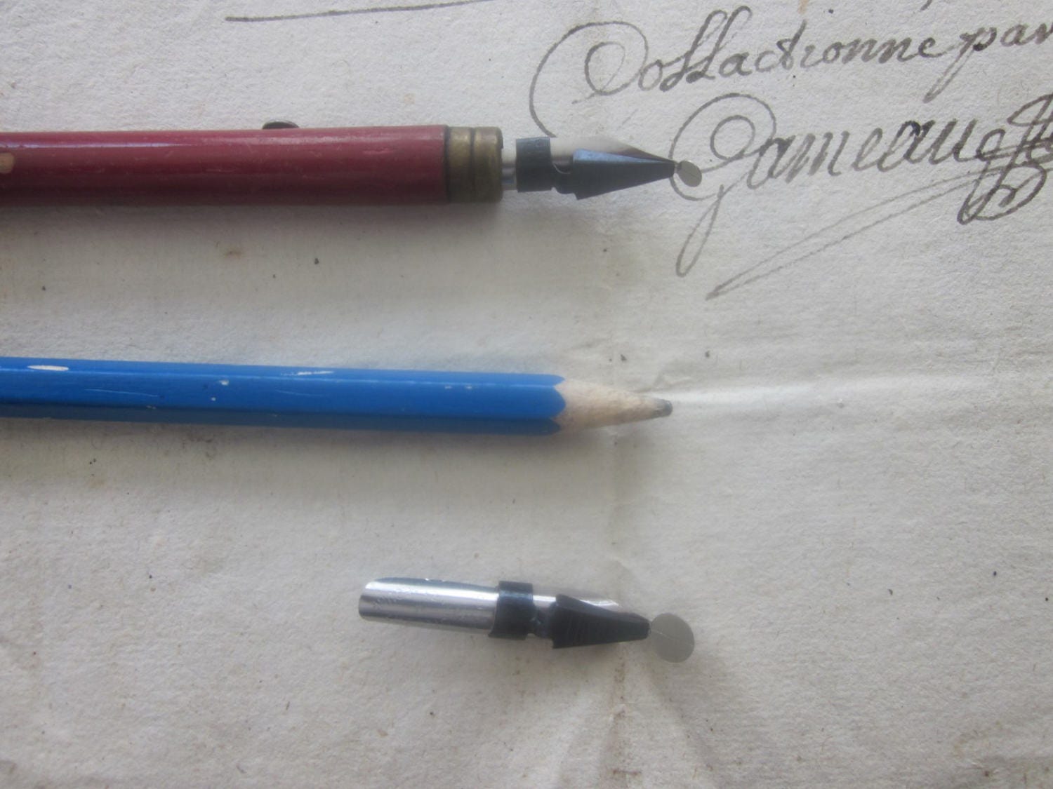 Former Penholder in Wood French Brand + 2 Steel Nibs For A Thin Calligraphy+Pencil=>Porte-Plume+2 Pl