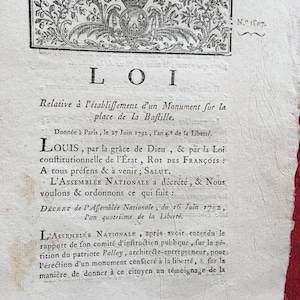 Raro 1791-Decreto do Rei da Lei Francesa: Compensação aos promotores-Justiça Real Antigo Papel-Marca d'água-Coleção Efêmera--scrapbooking
