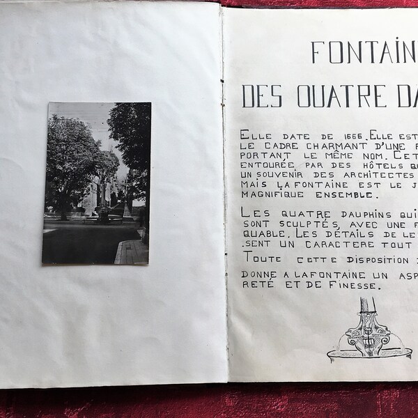 1895 Rare Ancien Manuscrit Aix-en-Provence France Les Fontaines Publiques--Broché Agrémenté de 7 Cartes Postales-4 Dauphins-Roi René.