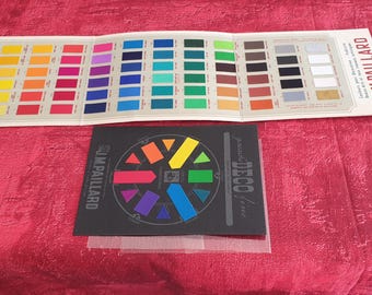 Rare advertising Antique French Gouache Color Chart J.M. Paillard Paris 1956 Harmonic Color Wheel Graphic Art Ephemera