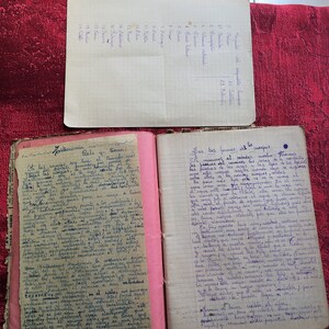 cuaderno España Años 1950/51 cuaderno colegiala española Recitaciones-Textos escritura-Geografía de Francia ciencias-Astronomía