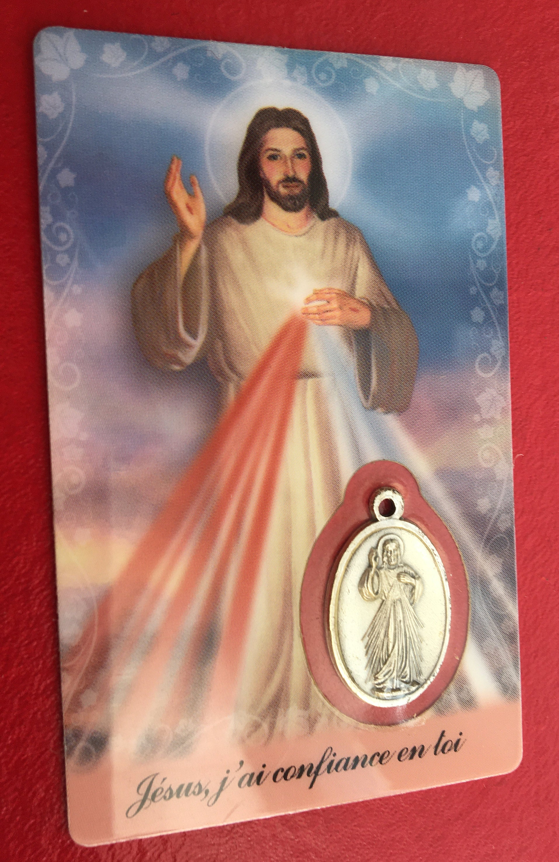 Médaille Miraculeuse Canivet Image Religieuse Icône Jésus, J'ai Confiance en Toi Carte Sous Protecti