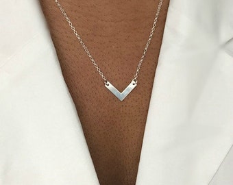V Necklace, Arrow Necklace, Silver Chevron Necklace, V Pendant Necklace, Gift For Her, Birthday Gift For Her, Mothers Day Gift