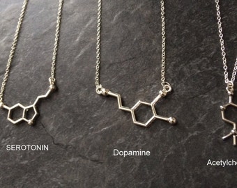 Serotonin Necklace, Molecule Necklace, Dopamine Necklace, Acetylcholine Necklace, Mothers Day Gift