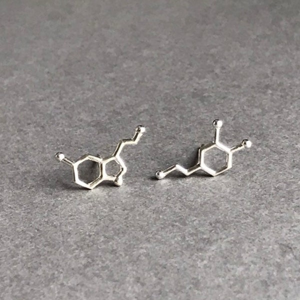 Serotonin Earrings, Dopamine Earrings, Serotonin Stud Earrings, Dopamine Stud Earrings, Molecule Earrings, Mothers Day Gift Mothers Day Gift