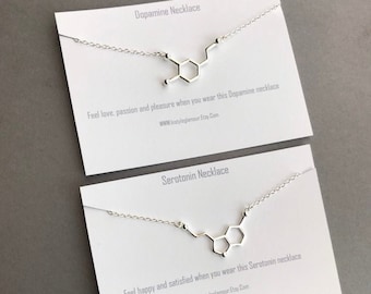 Serotonin Molecule Necklace, Dopamine Necklace, Molecule Jewellery, Chemistry Gift, , Mothers Day Gift