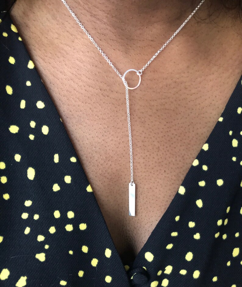 Lariat Necklace Circle Lariat Necklace Circle Bar Necklace Etsy