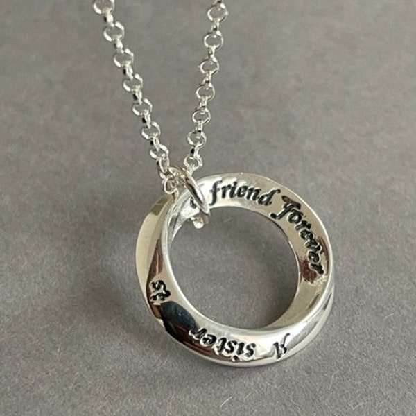 Silver Sister Necklace, Gift For Sister, Eternity Circle Necklace,  Christmas Gift For Her, Mothers Day Gift