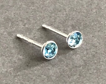 March (Aquamarine) Birthstone Earrings, Aquamarine Birthstone Earrings, Sterling Silver Hypoallergenic, Mothers Day Gift