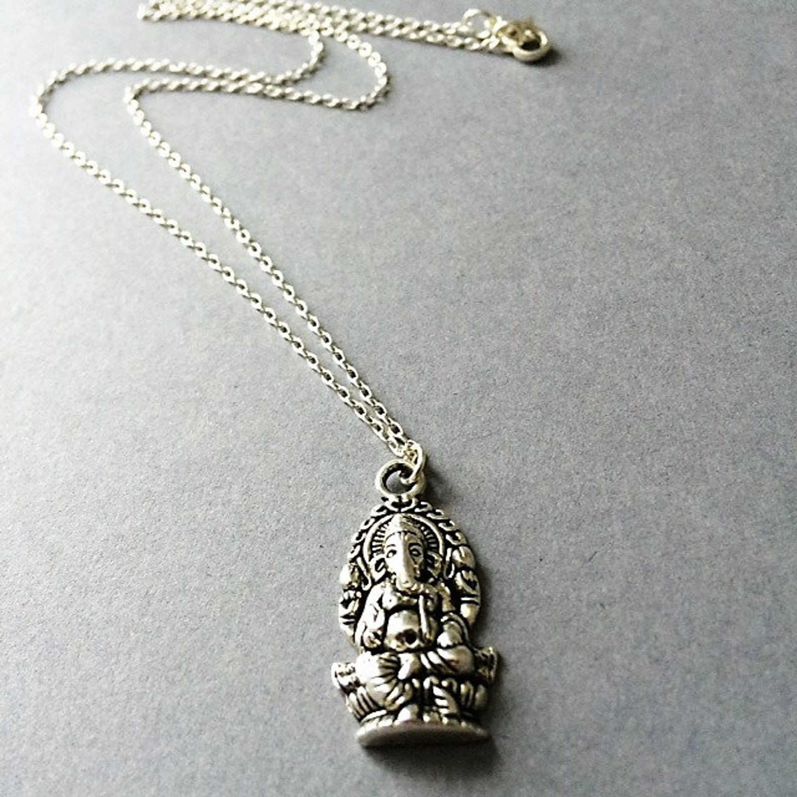 Ganesh Necklace Silver Ganesh Necklace Spiritual Jewellery - Etsy UK