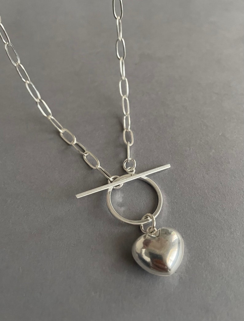 Toggle Heart Necklace Heart Charm Necklace Statement - Etsy