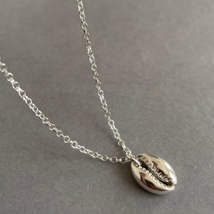 Cowrie Shell Necklace, Sterling silver cowrie shell, Beach Necklace, Beaded Necklace, Shell Jewellery, Mothers Day Gift image 5