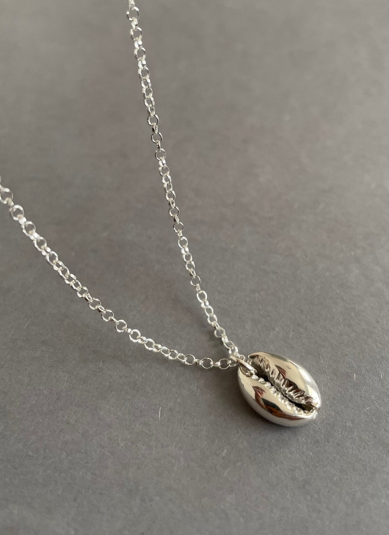 Cowrie Shell Necklace, Sterling silver cowrie shell, Beach Necklace, Beaded Necklace, Shell Jewellery, Mothers Day Gift image 5