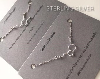 Serotonin Bracelet, Dopamine Bracelet, Silver Serotonin Bracelet,Silver Dopamine Bracelet, Sterling Silver 925, Birthday Gift