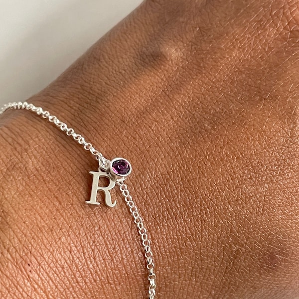 Eerste Amethist Birthstone armband, februari Birthstone armband, gepersonaliseerd cadeau voor haar