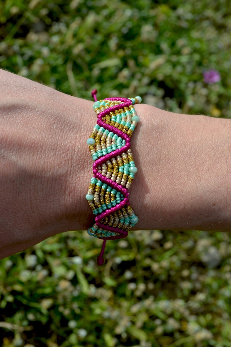 Macrame bracelet Boho bracelet pink purple blue bracelet Etsy