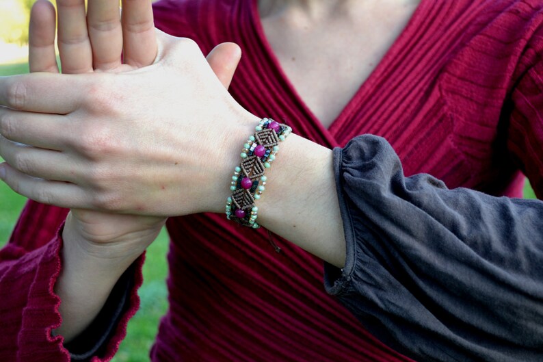 Micro Macrame Bracelet Crystal bracelet Gray bracelet Jade bracelet Personalized bracelet Hematite bracelet unique-gift for wife