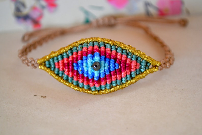Macrame Bracelet Gold Evil Eye Bracelet Protection Etsy