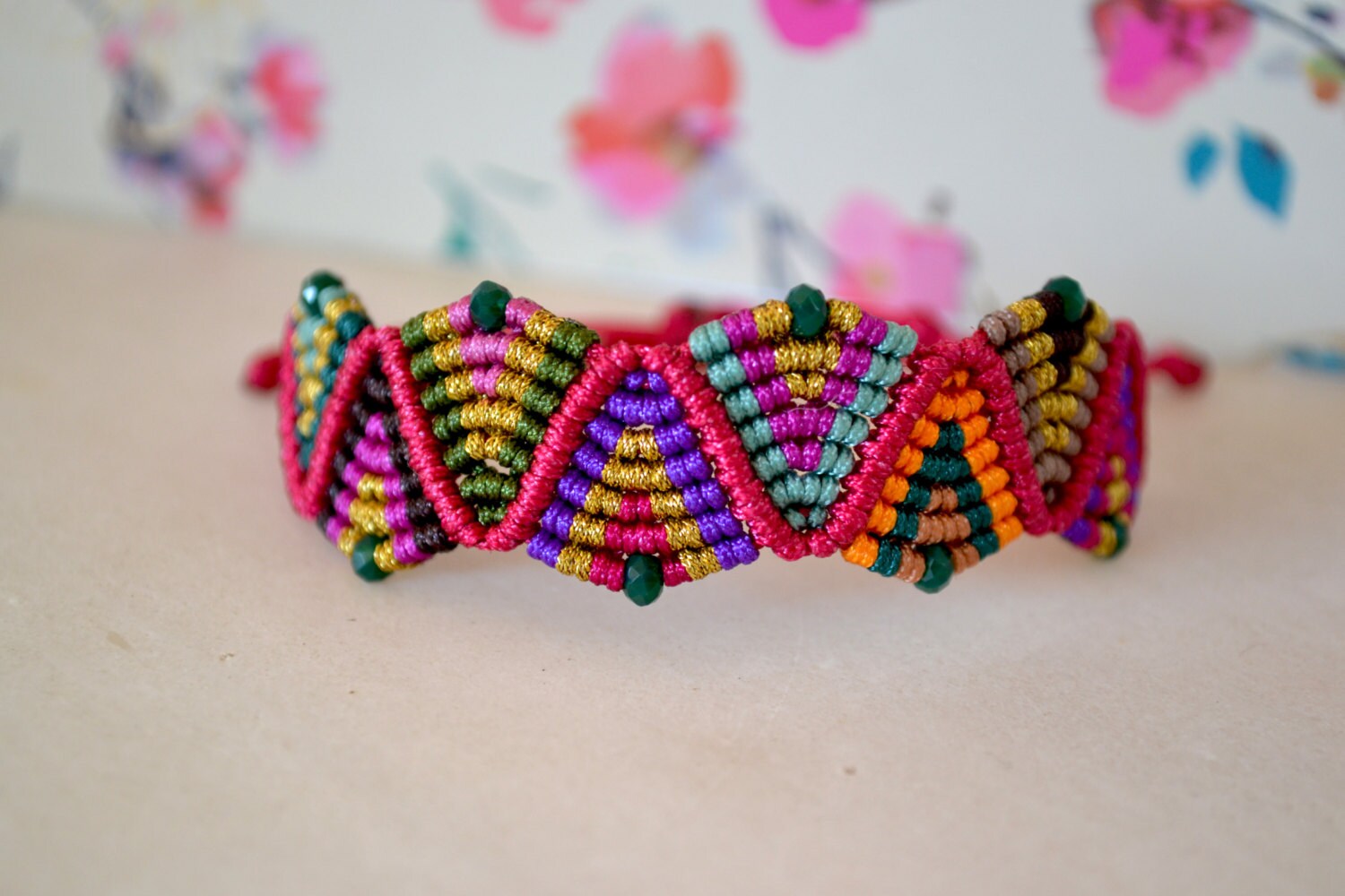 Woven Bracelet Macrame Bracelet Crystal Bracelet Micro Etsy