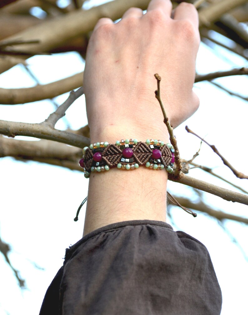 Micro Macrame Bracelet Crystal bracelet Gray bracelet Jade bracelet Personalized bracelet Hematite bracelet unique-gift for wife