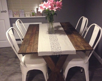 Reclaimed Wood Dining Table. Hand Made Rustic  X Leg Design