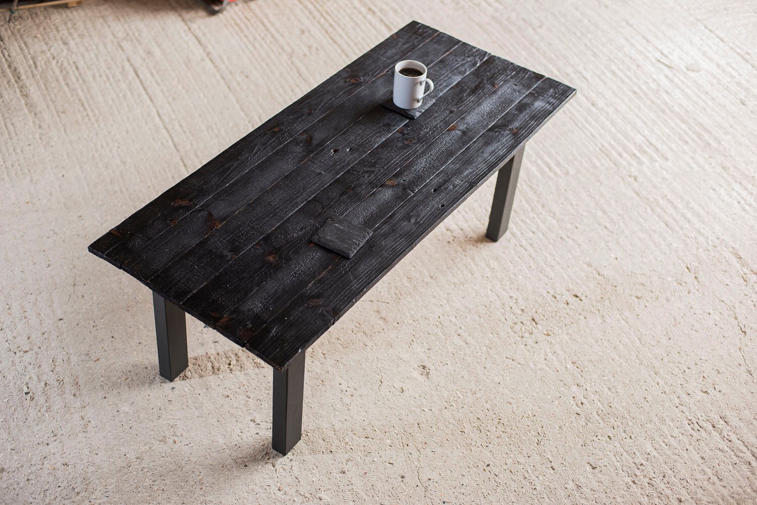 Reclaimed Burnt / Scorched Wood Coffee Table. Etsy UK