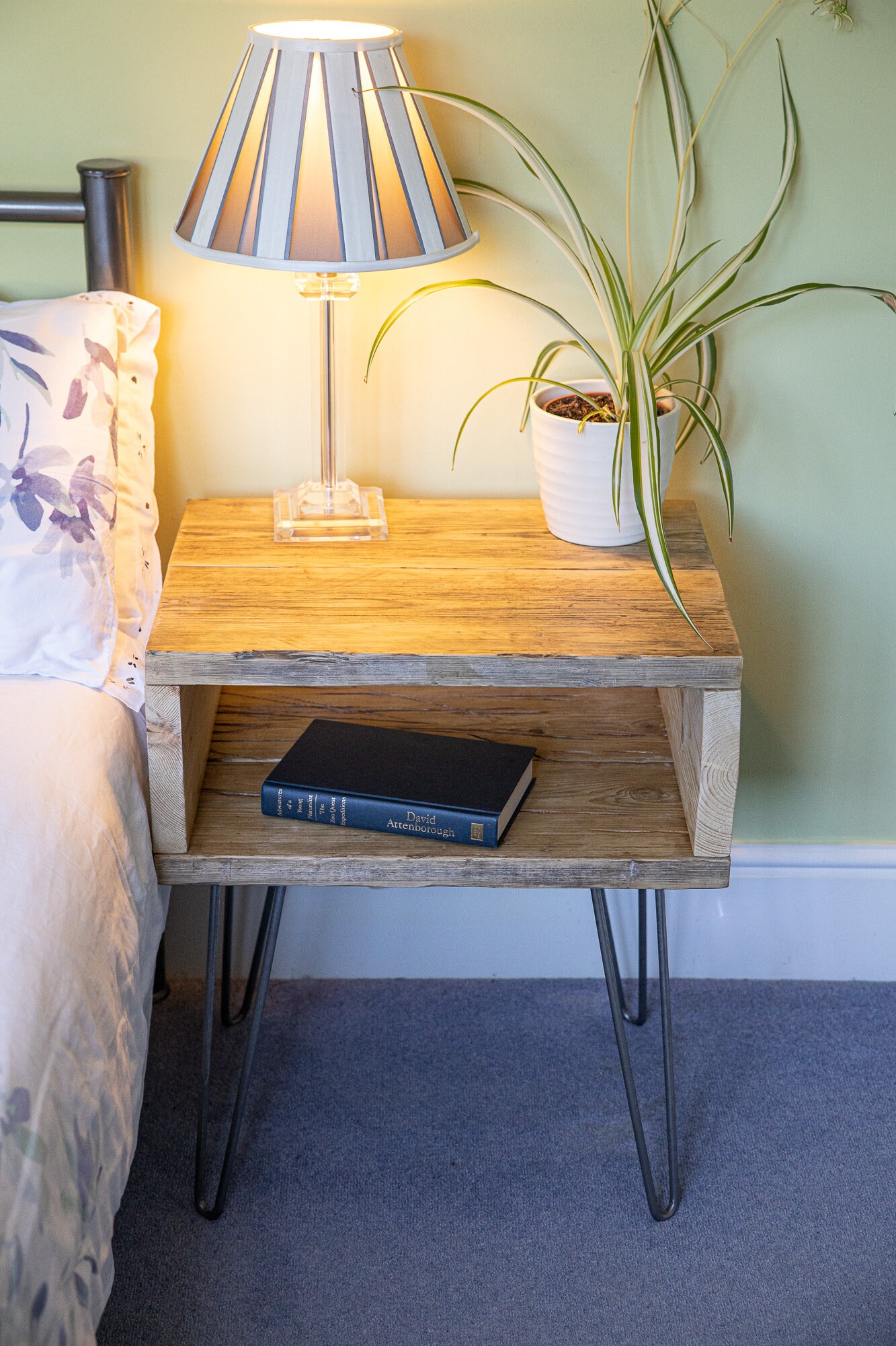 Reclaimed Wood Hairpin Leg Side Table. Rustic Bedside Tables Etsy UK