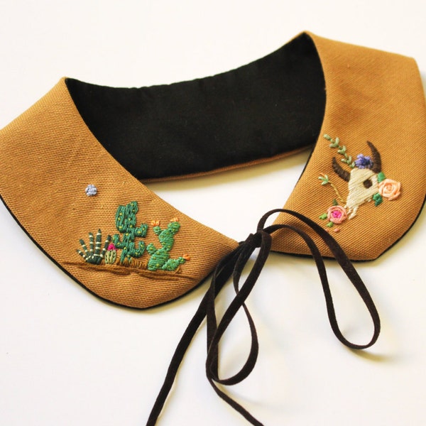 Hand embroidered ' Cactusland ' Peter Pan Collar by İrem Yazıcı