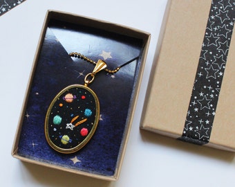 Hand embroidered ' Space ' Necklace by İrem Yazıcı