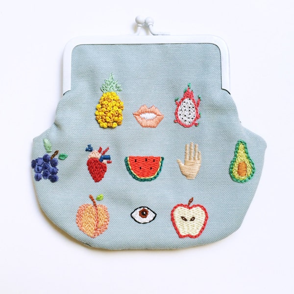 Hand embroidered ' Healthy Fruits ' Purse by İrem Yazıcı