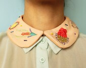 Hand Embroidered ' Microscopic Sea Creatures ' Peter Pan Collar by İrem Yazıcı