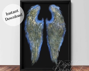 Wings Watercolor Print Angel Wings Art Feathers Art Boho Decor Mystic Decor Geek