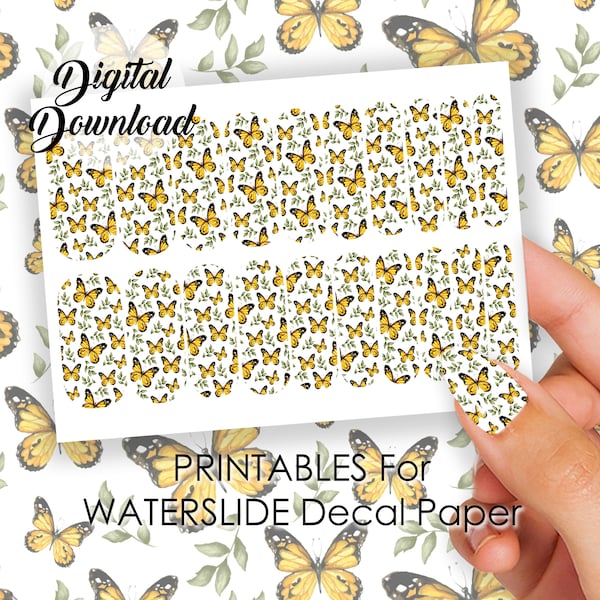 Monarch Butterfly Nail Decals | Spring Summer Nail Wraps | DIGITAL DOWNLOAD | Printable for Waterslide Decal Paper- Print Your Own Nail Art