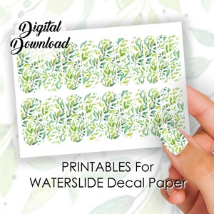 Pretty Spring Nail Decals Green Leaves | DIGITAL DOWNLOAD | PRINTABLE Nail Wrap Stickers for Waterslide Decal Paper- Print Your Own Nail Art