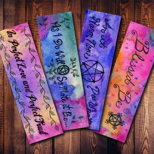4 wiccan bookmarks digital download printable diy pagan witchy etsy
