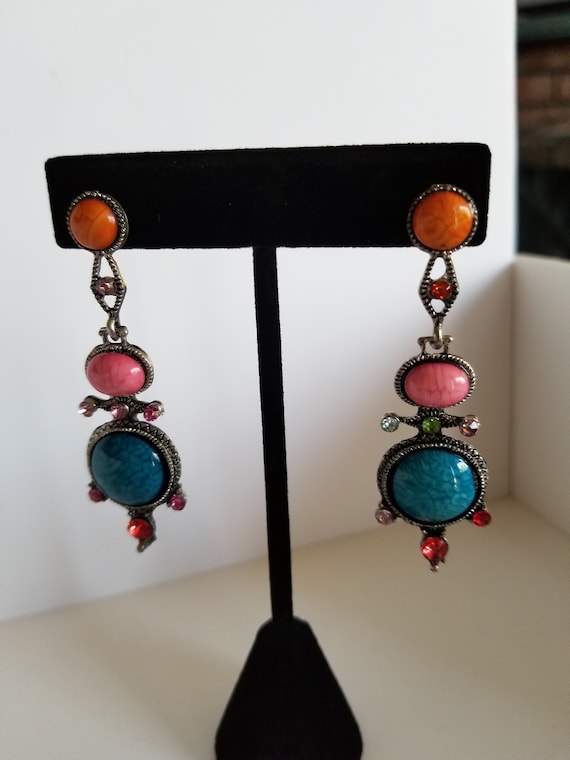 New Faux Turquoise & Coral Earrings