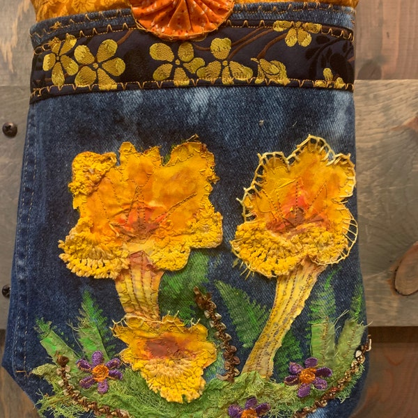 Chanterelle mushroom boho crossbody bag