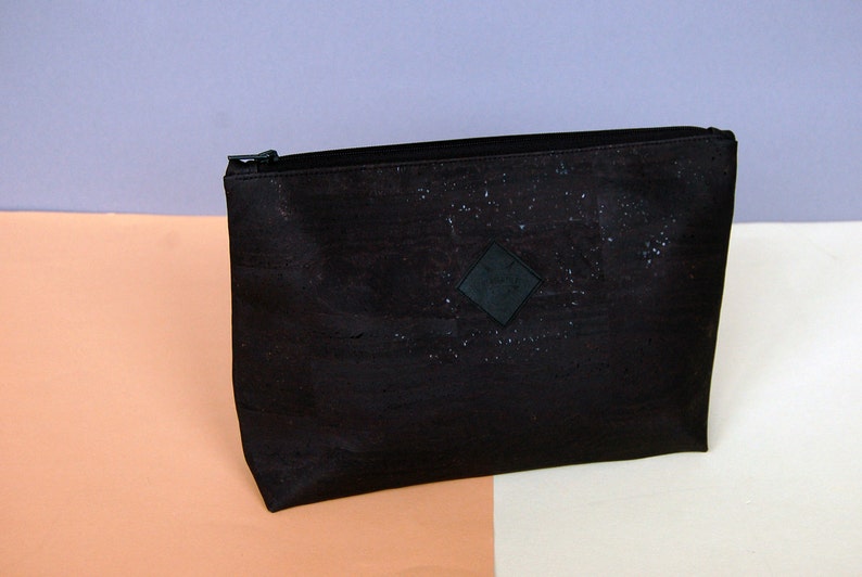 Sustainable black Clutch made of Corkskin