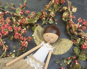 Christmas Fairy / Angel / Tree Fairy / Fairy Doll / Wooden Doll / Tree Topper / Fairydoll / Vintage Style Fairy / Fairy by Justsosara