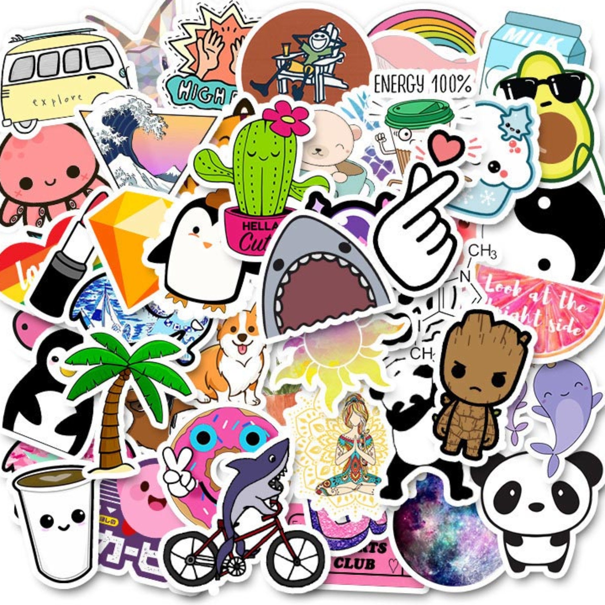 50 Cute Pink Vsco Stickers Pack, Cartoon INS Aesthetic Sticker for Laptop  Phone Planner Tumbler Waterproof Vinyl Decals Lot, Gift for Girls 