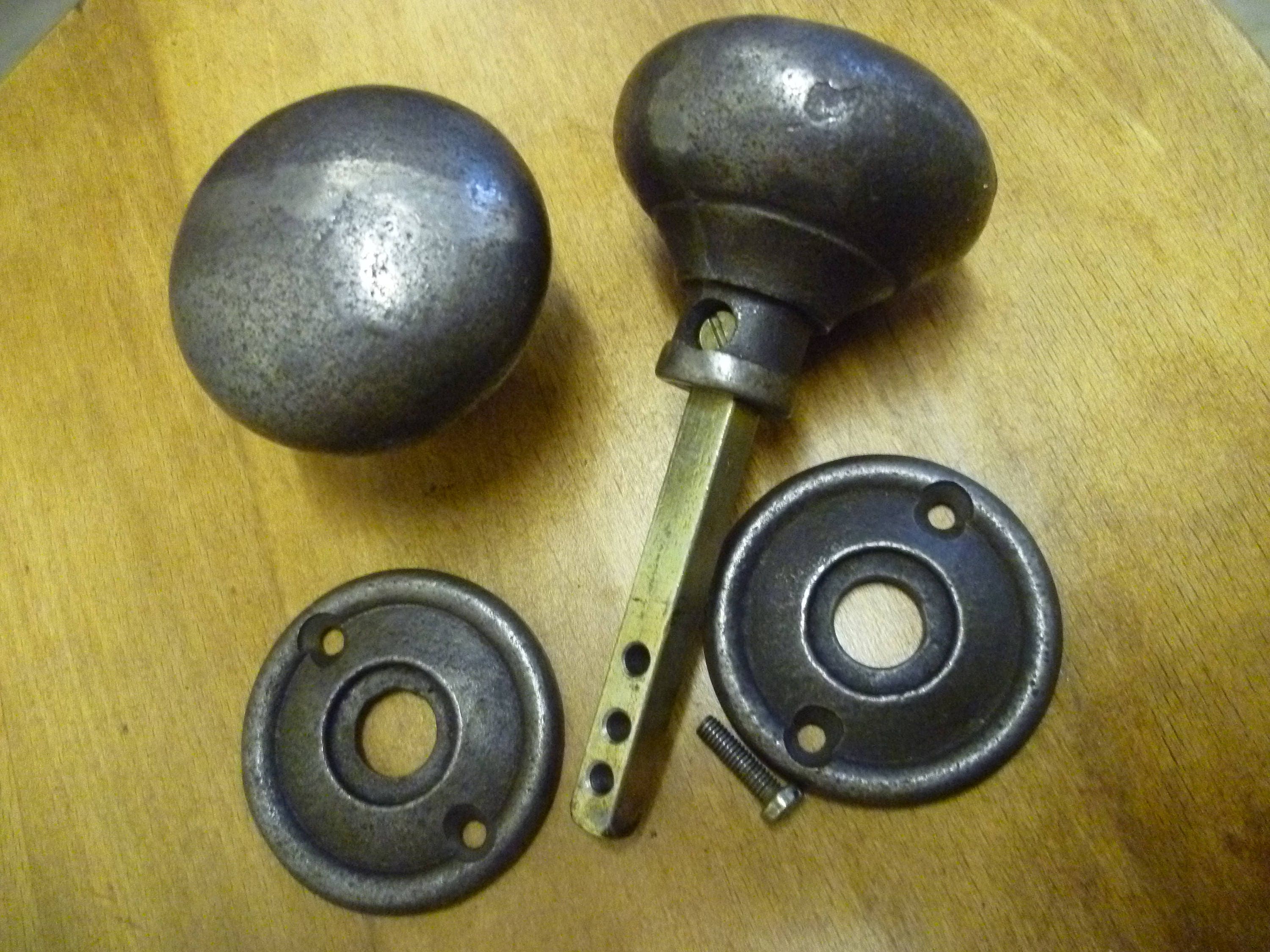 Antique Cast Iron Door Knobs Set Rim Lock Door Knobs Etsy