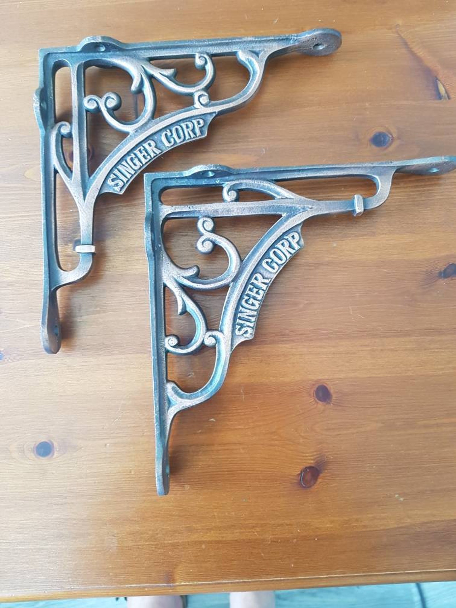 Antique Copper Shelf Brackets 2 x 8 inch Wall Cast iron Metal Etsy